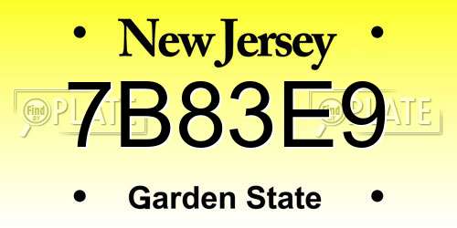 7B83E9 New Jersey License Plate