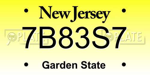 7B83S7 New Jersey License Plate