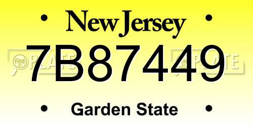 7B87449 New Jersey License Plate