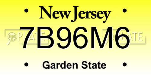 7B96M6 New Jersey License Plate