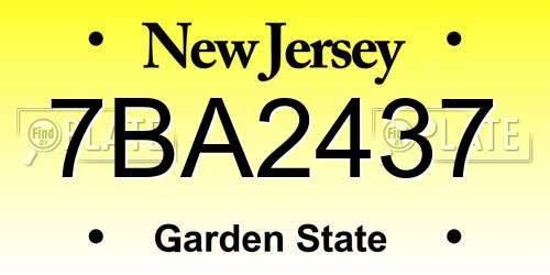 7BA2437 New Jersey License Plate