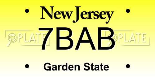 7BAB New Jersey License Plate