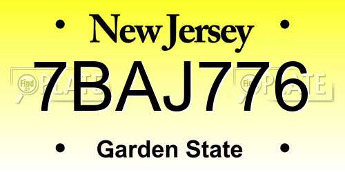 7BAJ776 New Jersey License Plate