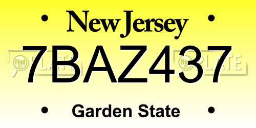 7BAZ437 New Jersey License Plate