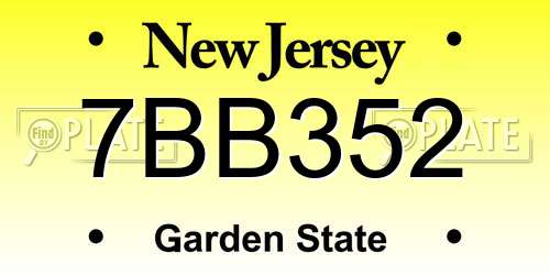 7BB352 New Jersey License Plate
