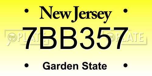 7BB357 New Jersey License Plate