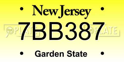 7BB387 New Jersey License Plate