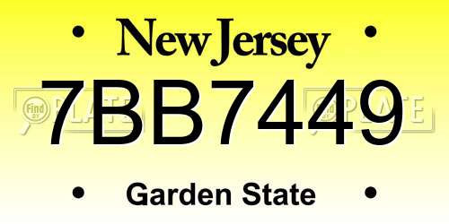 7BB7449 New Jersey License Plate