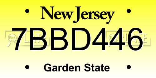 7BBD446 New Jersey License Plate