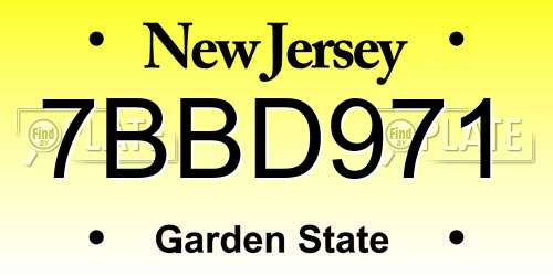 7BBD971 New Jersey License Plate