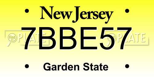 7BBE57 New Jersey License Plate