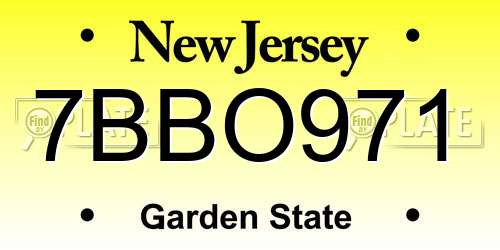 7BBO971 New Jersey License Plate