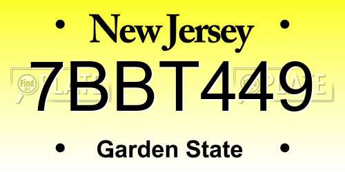 7BBT449 New Jersey License Plate
