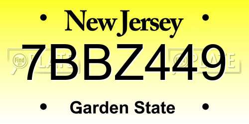 7BBZ449 New Jersey License Plate
