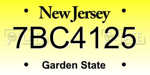 7BC4125 New Jersey License Plate