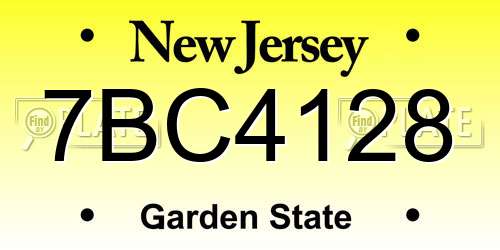 7BC4128 New Jersey License Plate