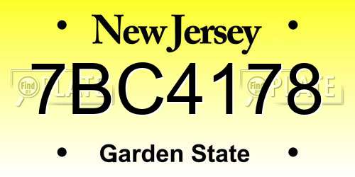 7BC4178 New Jersey License Plate