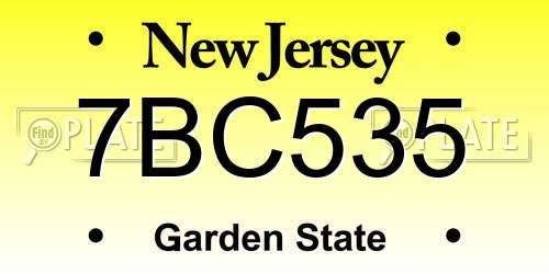 7BC535 New Jersey License Plate