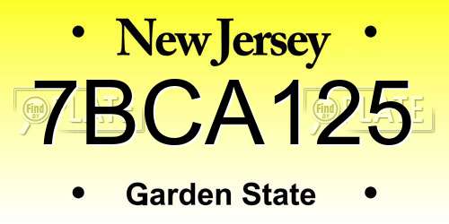 7BCA125 New Jersey License Plate