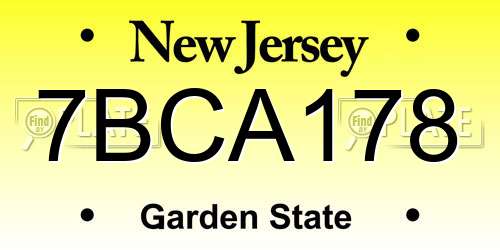 7BCA178 New Jersey License Plate