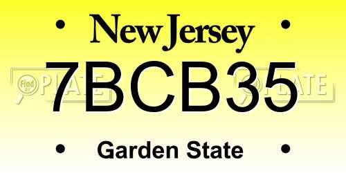 7BCB35 New Jersey License Plate