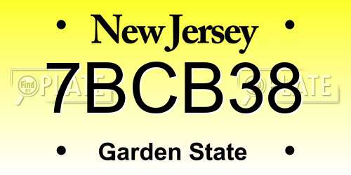 7BCB38 New Jersey License Plate