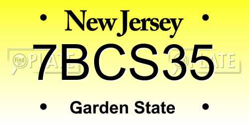 7BCS35 New Jersey License Plate