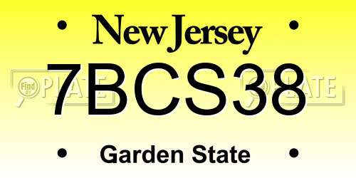 7BCS38 New Jersey License Plate