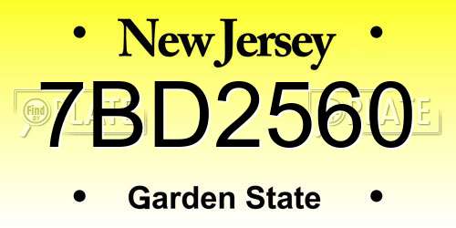 7BD2560 New Jersey License Plate