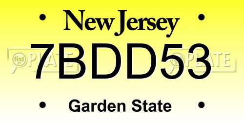7BDD53 New Jersey License Plate