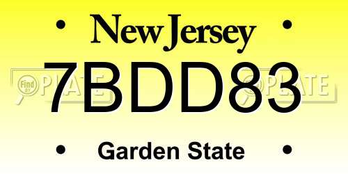 7BDD83 New Jersey License Plate