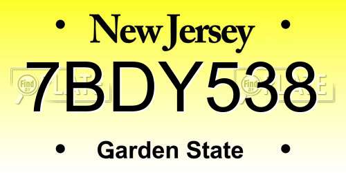 7BDY538 New Jersey License Plate