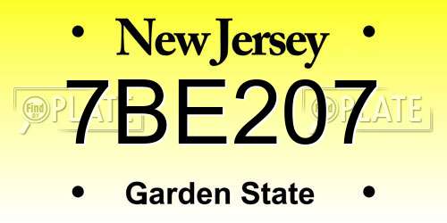 7BE207 New Jersey License Plate
