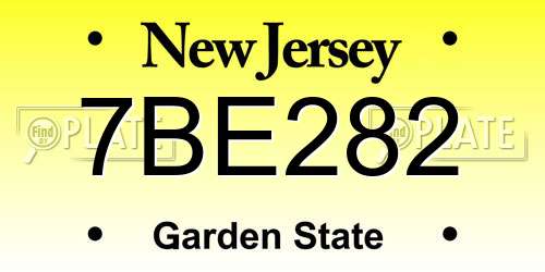 7BE282 New Jersey License Plate