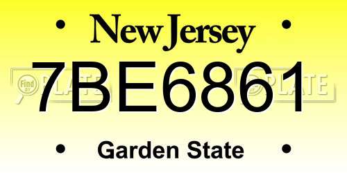 7BE6861 New Jersey License Plate