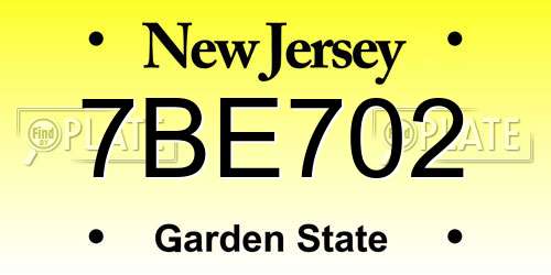 7BE702 New Jersey License Plate