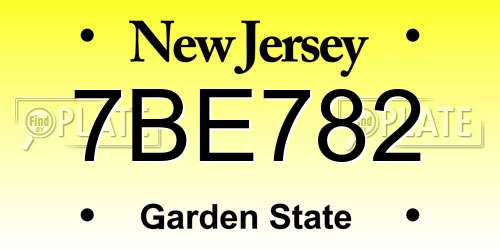 7BE782 New Jersey License Plate