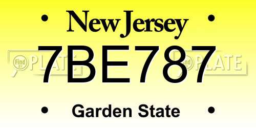 7BE787 New Jersey License Plate