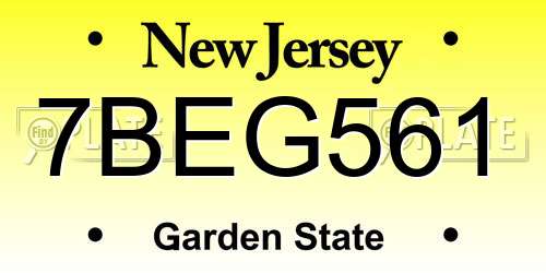 7BEG561 New Jersey License Plate