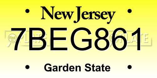 7BEG861 New Jersey License Plate