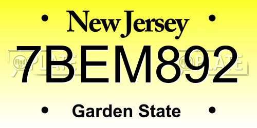 7BEM892 New Jersey License Plate