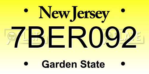 7BER092 New Jersey License Plate