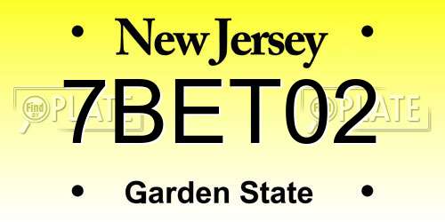 7BET02 New Jersey License Plate