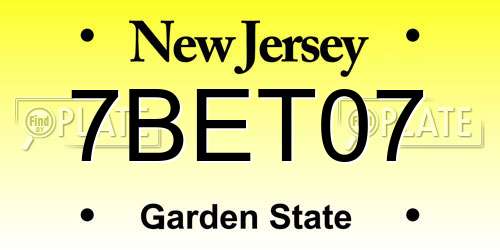 7BET07 New Jersey License Plate