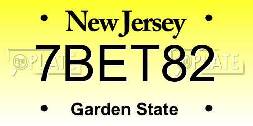 7BET82 New Jersey License Plate