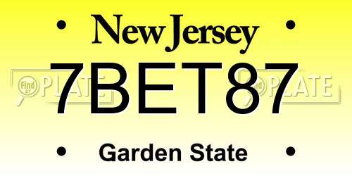 7BET87 New Jersey License Plate