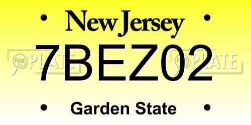 7BEZ02 New Jersey License Plate