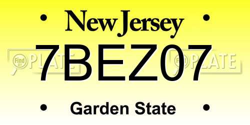 7BEZ07 New Jersey License Plate