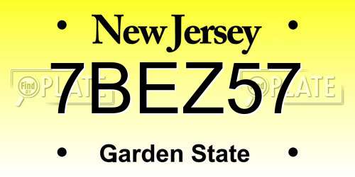 7BEZ57 New Jersey License Plate
