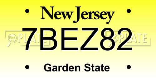 7BEZ82 New Jersey License Plate